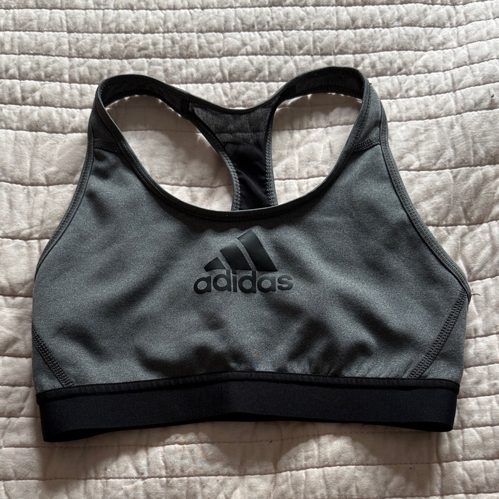 Adidas Charcoal and Black Racerback Sports Bra